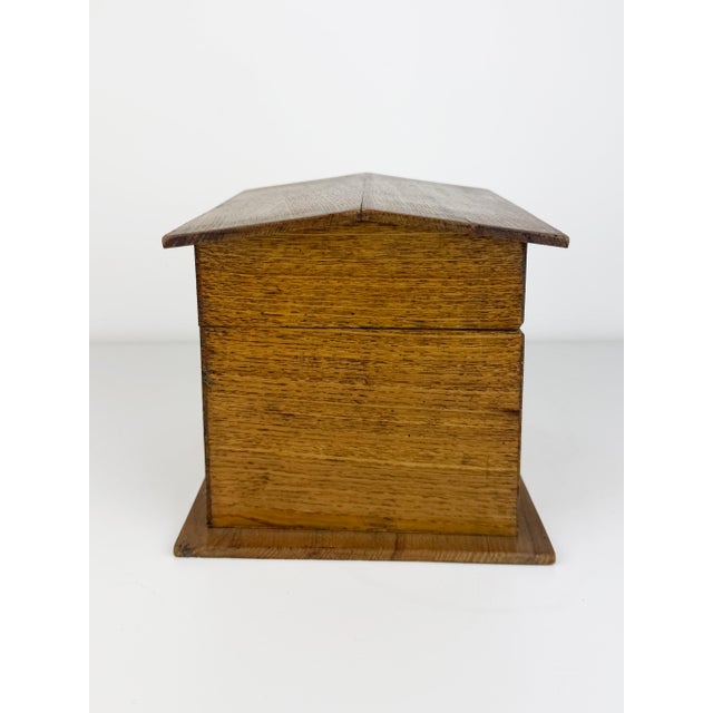 Antique 19th Century Dog Kennel Cigar Humidor Box in Wood with Metal Dog and Key, 1890s For Sale - Image 9 of 15