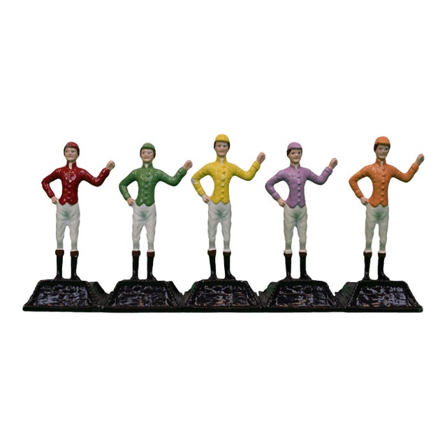 Set X 5 "21" Club Hand Painted Jockey Place Card Holders For Sale
