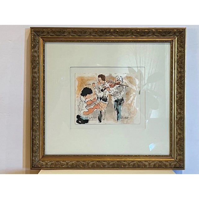 Early 20th Century Vintage Urbain Huchet Signed Lithograph  Gallery Float Mount For Sale - Image 5 of 6