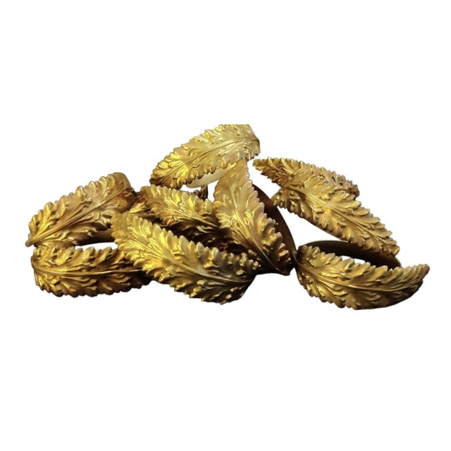 Late 19th Century Rare 19th Century Ornate French Gilt Bronze Acanthus Leaf Curtain Rings Set For Sale - Image 5 of 6