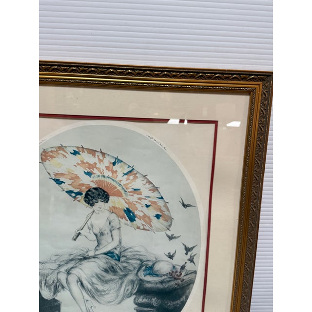 Early 20th Century Louis Icart "Parasol" Print, Framed For Sale - Image 5 of 16