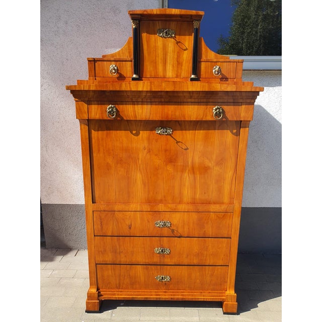 Biedermeier Secretary Desk in Cherrywood, Dresden, 1830 For Sale - Image 17 of 18