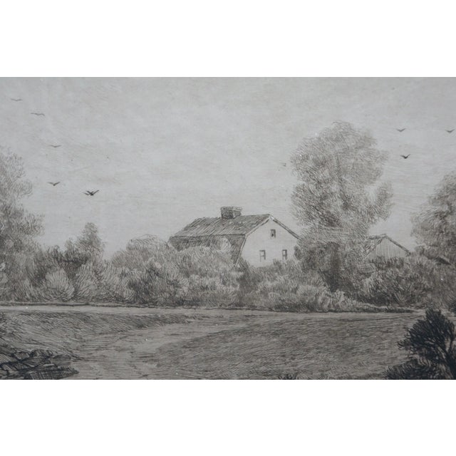 Antique Charles Frederick Mielatz Quiet Nook Riverscape Fishing Etching 36" For Sale - Image 12 of 12
