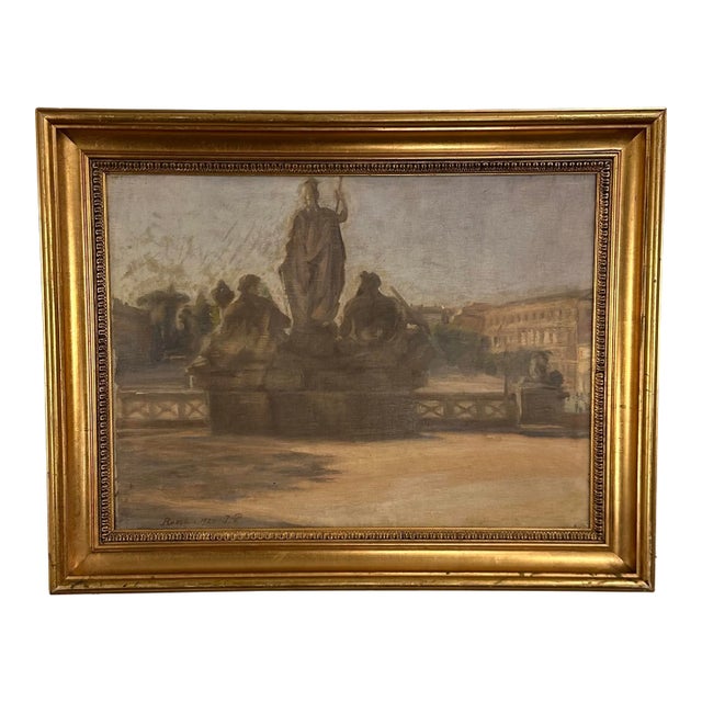 Framed Oil in Canvas Painting “Roma 1920” by Julius Paulsen For Sale