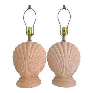 Pair of Vintage Plaster Shell Form Table Lamps For Sale