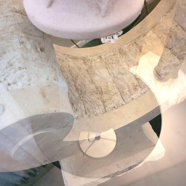 Postmodern 1980s Postmodern Sculptural Tessellated Stone and Glass Side Table For Sale - Image 3 of 5