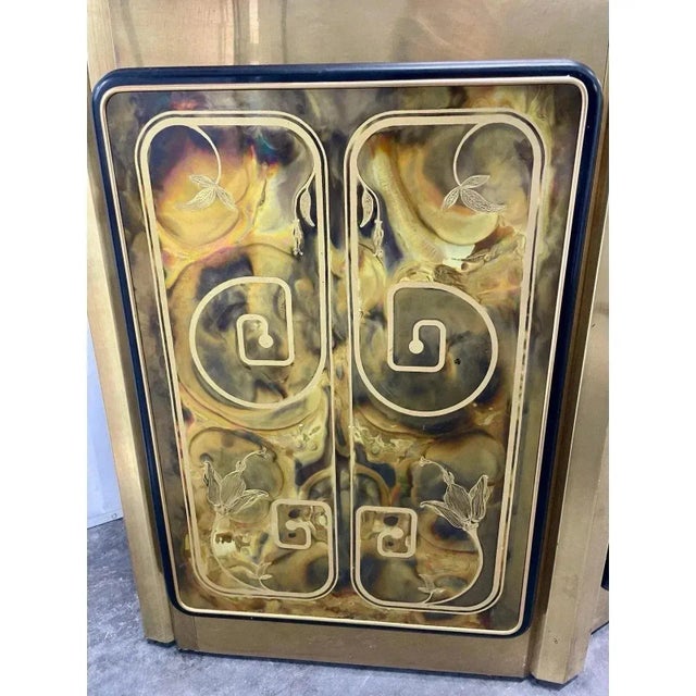 Mastercraft 1970s Bernhard Rohne for Mastercraft Etched Brass Sideboard Credenza For Sale - Image 4 of 12