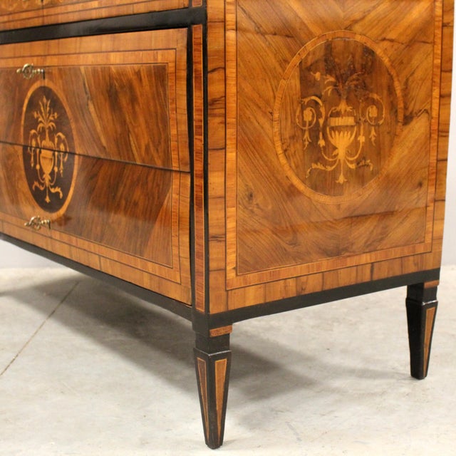 Antique Louis XVI Italian Chest of Drawers in Walnut, 1700s For Sale - Image 10 of 15