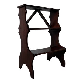 Antique Italian Dark Mahogany Library Step Stool For Sale