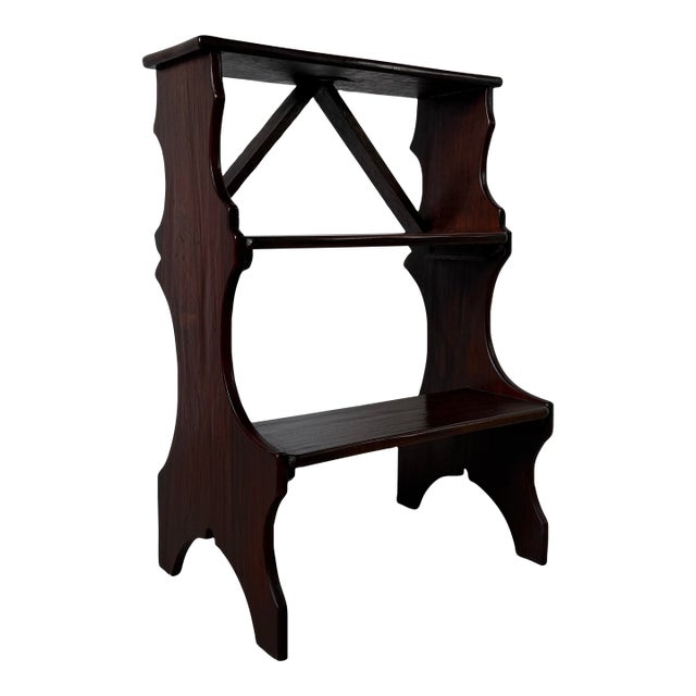 Antique Italian Dark Mahogany Library Step Stool For Sale