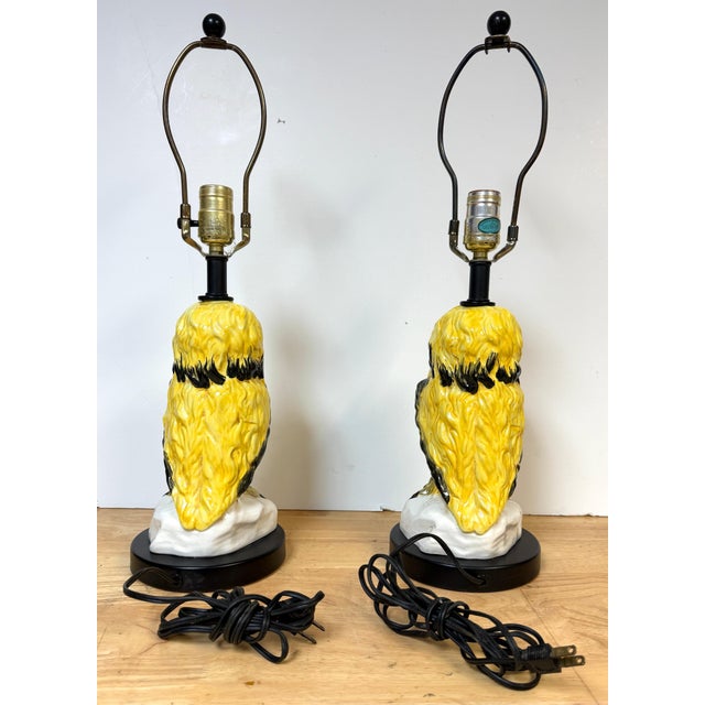 Pair of Mid-Century Italian Spectacled Owl Pottery Lamps, 1960s For Sale - Image 14 of 18