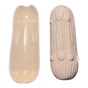 Vintage Patent Pend Ceramic Corn Cob Dish Holder - Set of 2