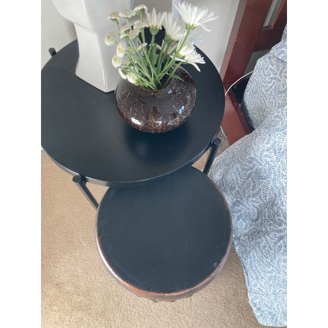 2010s Antiqued Look Modern Trellis Metal Umbrella Stand Garden Stool or Side Table For Sale - Image 5 of 7