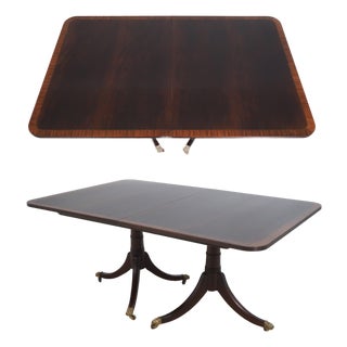 Stickley Regency Style Mahogany Double Pedestal Dining Table For Sale