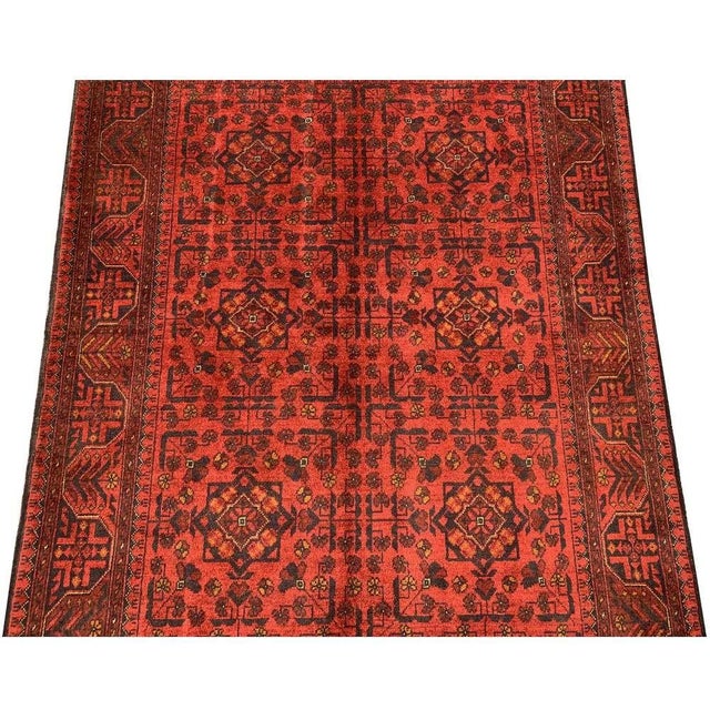 Fine Quality Hand Knotted Afghan Khal Muhammadi Wool Area Rug 6.7 X 4.11 Ft For Sale In Miami - Image 6 of 11