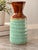 Beautiful vintage ceramic pottery vase featuring a stunning combination of soft aqua green and rich rust brown glazes....