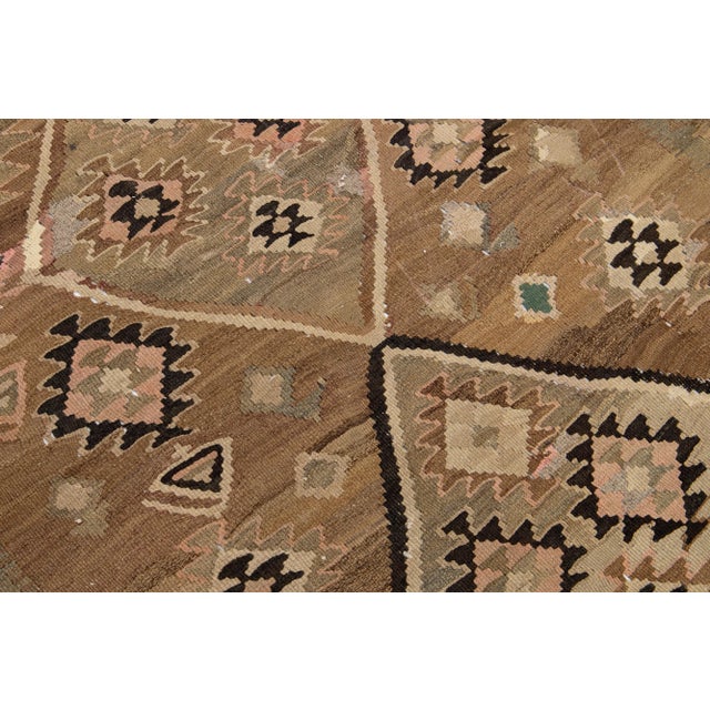 Textile 1960s Vintage Turkish Kilim Beige Handmade Tribal Wool Rug For Sale - Image 7 of 10
