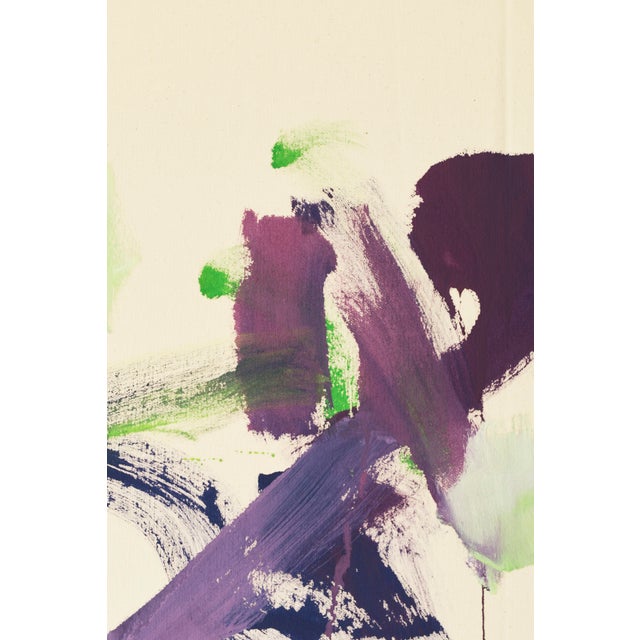 Textile "I Keep Thinking This Is Over, This Is Not Over / Lime Green Purple" " Original Floral Acrylic Painting by Simon Findlay For Sale - Image 7 of 12