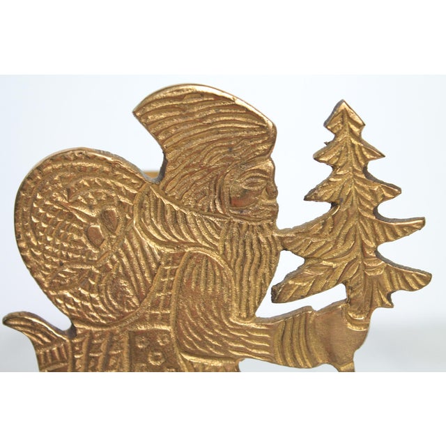 Vintage Brass Santa Claus Christmas Taper Candle Holder For Sale - Image 4 of 8