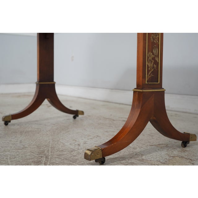 Hekman 2 Drawer Yew Wood & Walnut Library Table For Sale - Image 10 of 17