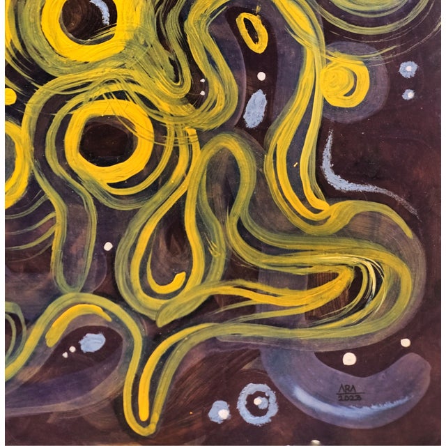 Abstract "Within the Borders of Conception", Acrylic on Paper Painting by Ara Deinde For Sale - Image 3 of 4
