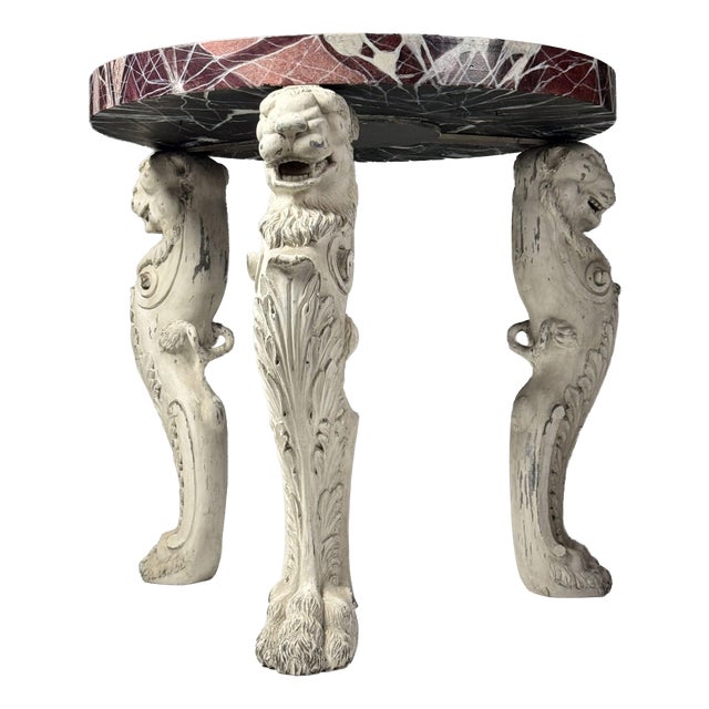 Grand Tour Style Center Table in Faux Marble For Sale