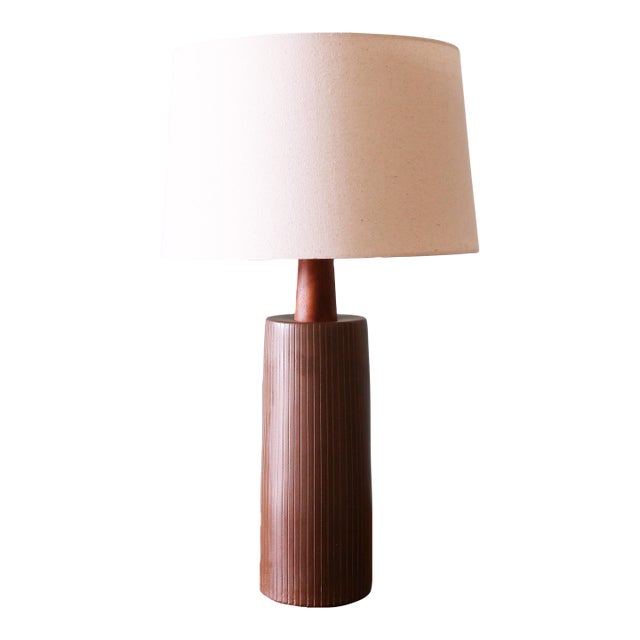 1960s Gordon and Jane Martz M191 Lamp for Marshall Studios Matte Brown Vertical Stripes For Sale