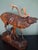 Antique Black Forest Glass and Carved Wood Sculpture of a Roaring Stag, 1950s For Sale - Image 9 of 10