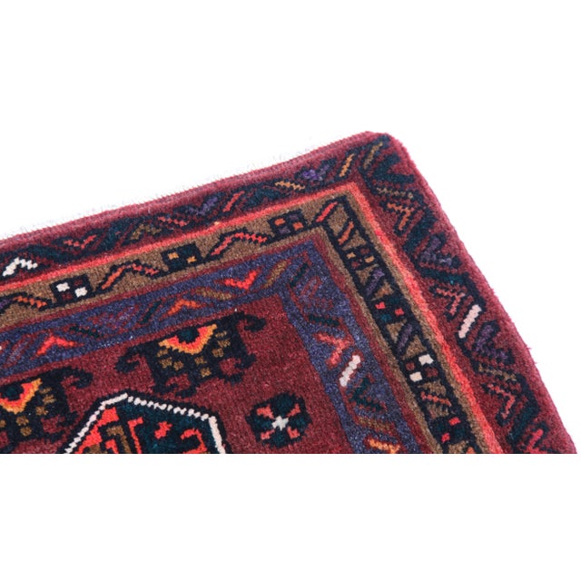 Burgundy Late 20th Century Handwoven Turkoman Rug With Hexagonal Medallions -1' 19'' X 3' 3'' For Sale - Image 8 of 10