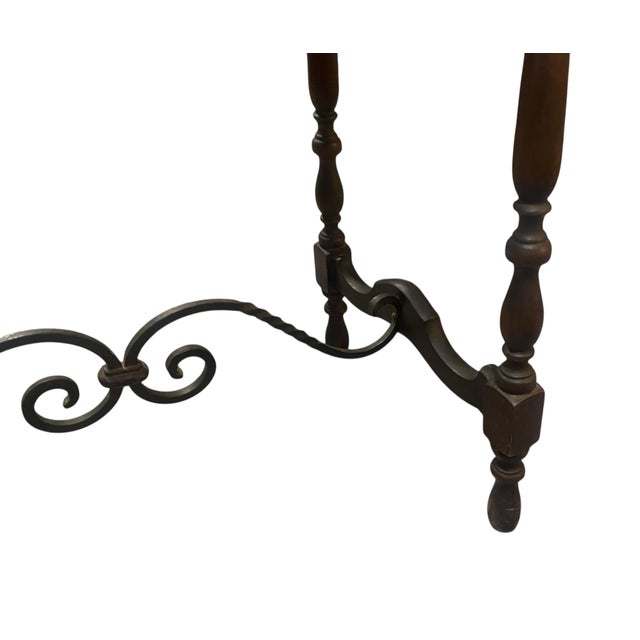 Early 20th Century Spanish Walnut With Wrought Iron Side Table For Sale In Atlanta - Image 6 of 9