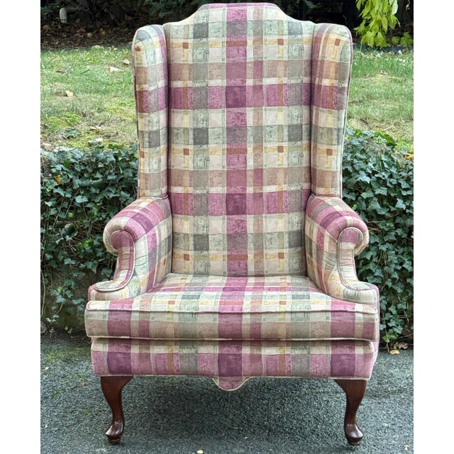 Lambert Furniture Queen Anne High Back Wingback Chairs - A Pair For Sale - Image 4 of 10