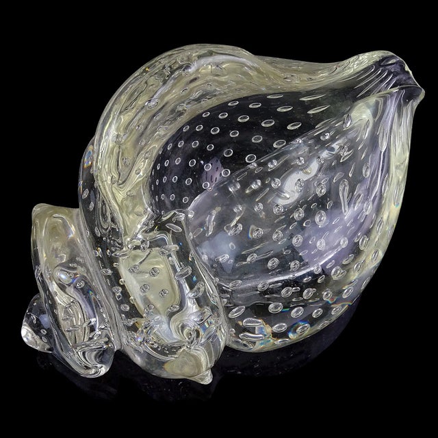 Glass Antique Murano Seguso Vetri d'Arte Poli Italian Art Deco Glass Conch Seashell Figure Sculpture For Sale - Image 7 of 11