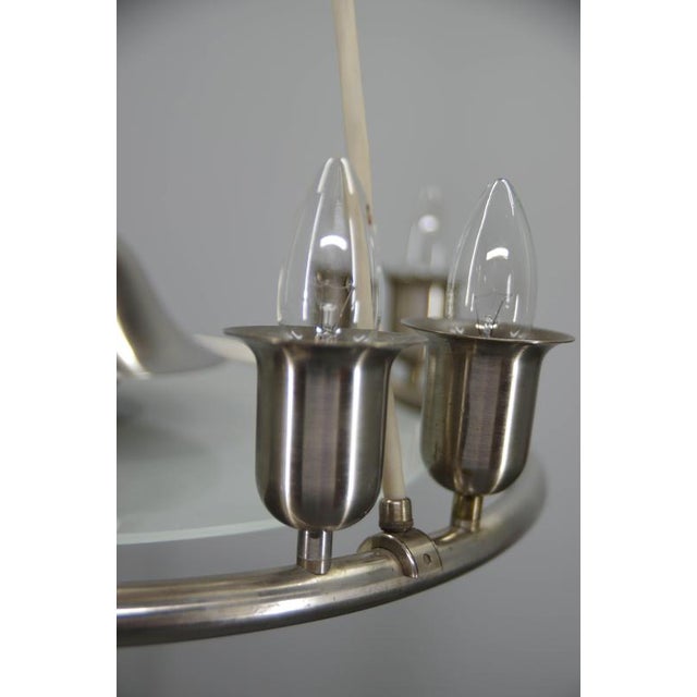 Metal Art Deco Eight-Light Chandelier by Franta Anýž for IAS, Czechoslovakia, 1930s For Sale - Image 7 of 18