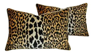Hollywood Glam Leopard Spot Safari Velvet Pillows - Pair