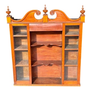 Antique Jacobean Revival Hutch Top Cabinet-Mahogany-1920s Glass Display-Cottage For Sale