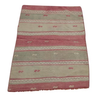 1960s Turkish Rustic Style Stripe Desing Hand Knotted Kilim Rug For Sale