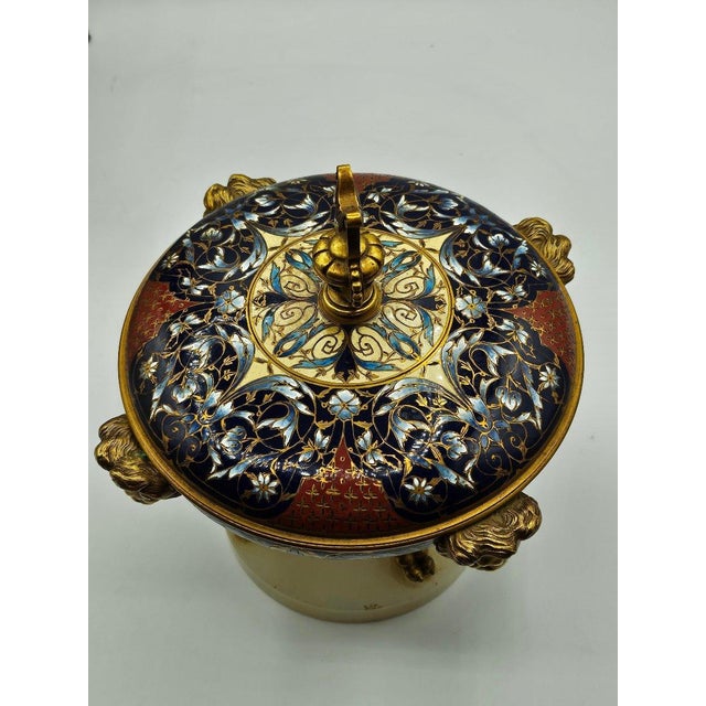 Metal Candy Holder Gilt Bronze and Polychrome Cloisonné Enamel from F. Barbedienne For Sale - Image 7 of 9