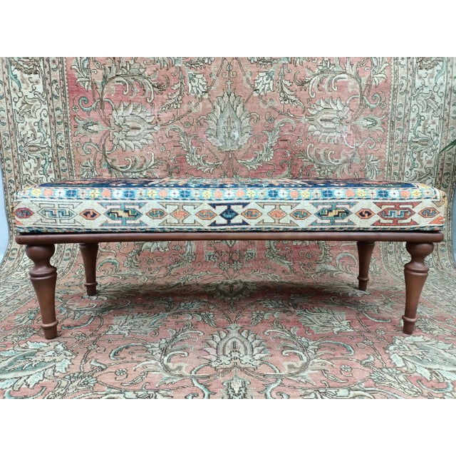 Blue Rug Upholstered Bench Chairish