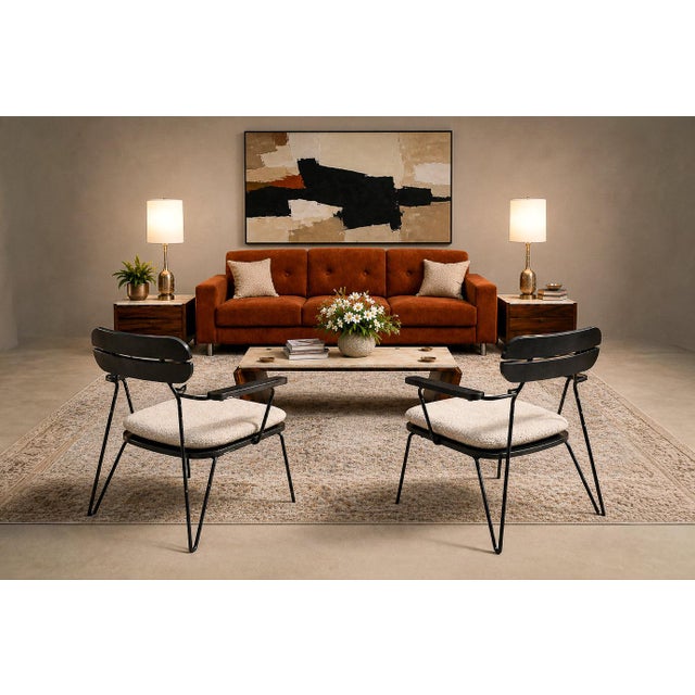 Three Armchairs in Ebonized Wood & Metal With Loose Cushion, Carlo Hauner, 1950s For Sale - Image 11 of 18