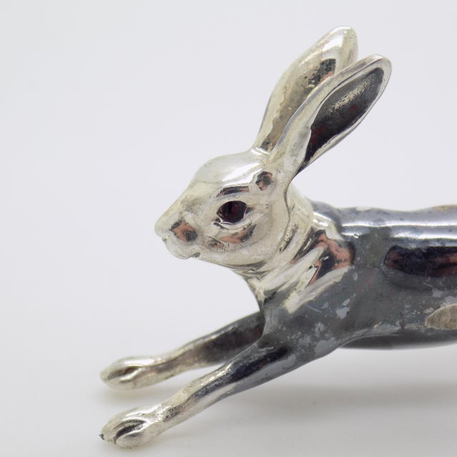 Vintage Italian Handmade Silver Running Hare Figurine, 1980s For Sale - Image 4 of 14