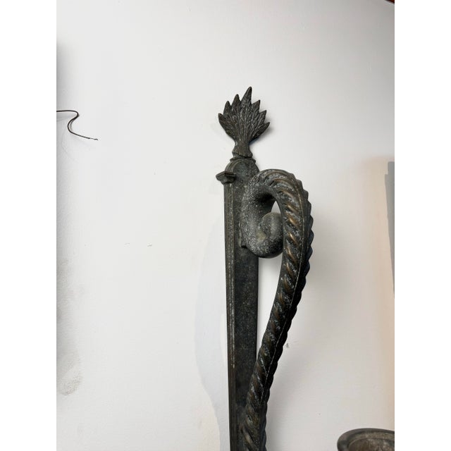 Vintage Cast Metal Wall Sconces, Gothic Revival Style For Sale In Chicago - Image 6 of 10