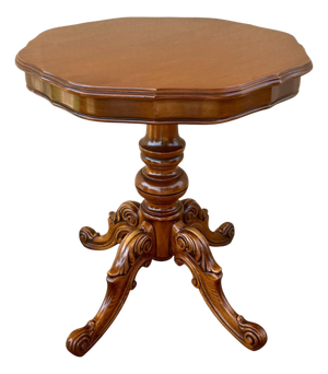 Spanish Carved Wood Pedestal Side Table, Mid-20th Century