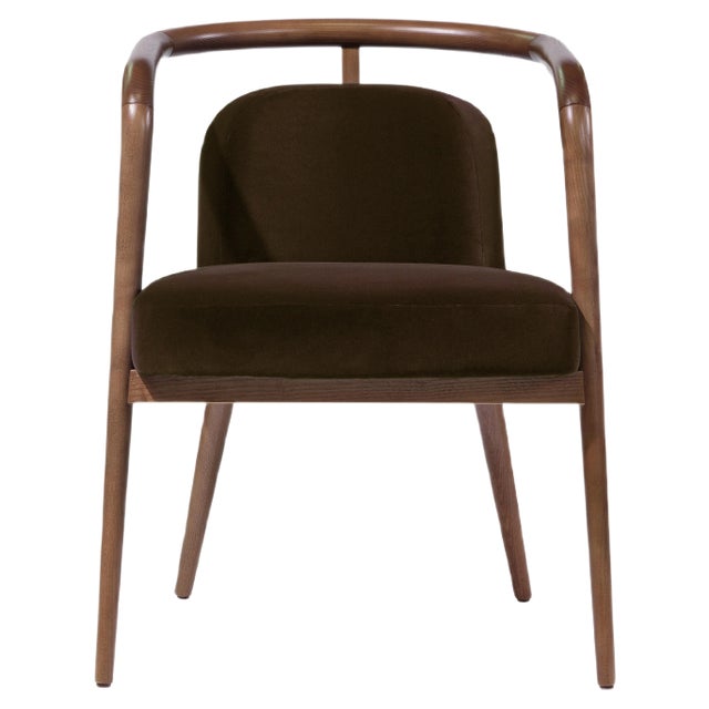 Essex Brown Velvet Chair with Arms by Javier Gomez For Sale