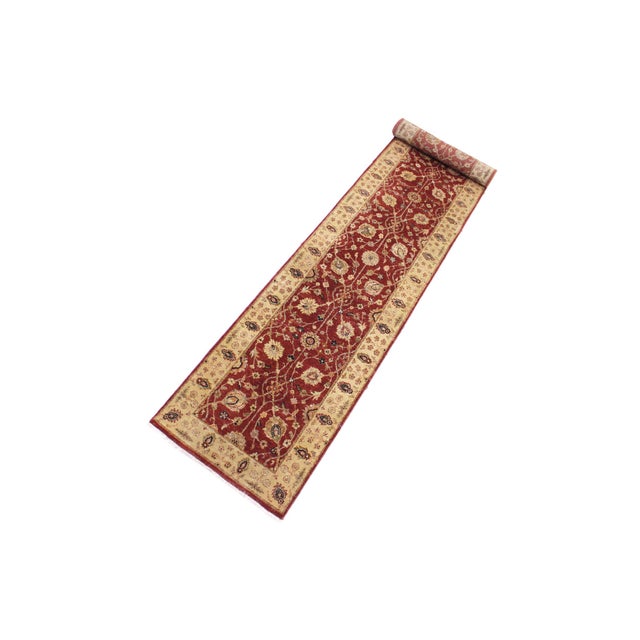 Art Nouveau Ziegler Red/Gold Wool Runner Rug- 2'7'' X 11'10'' For Sale - Image 3 of 10