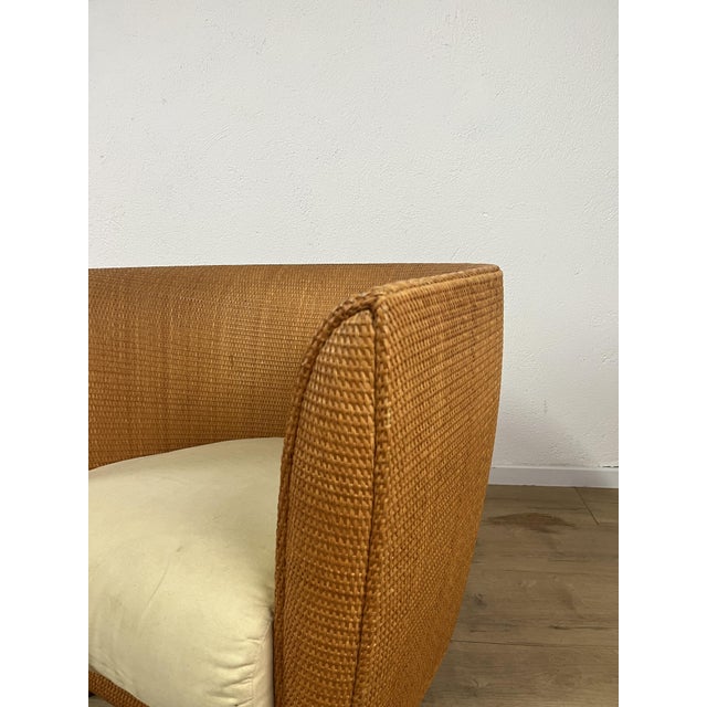1980s Bon Ton Chairs in Rattan and Fabric by Giuseppe Viganò for Bonacina, 1990s, Set of 2 For Sale - Image 5 of 9
