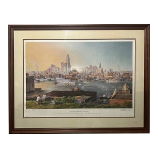 Original Print Signed Numbered Framed by American Artist Paul McGehee Titled Old Baltimore Harbor Made in 1970 For Sale