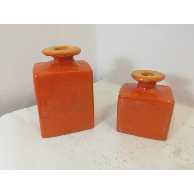 Orange Vintage Orange Ceramic Bottles, Italy, 1960s, Set of 2 For Sale - Image 8 of 8