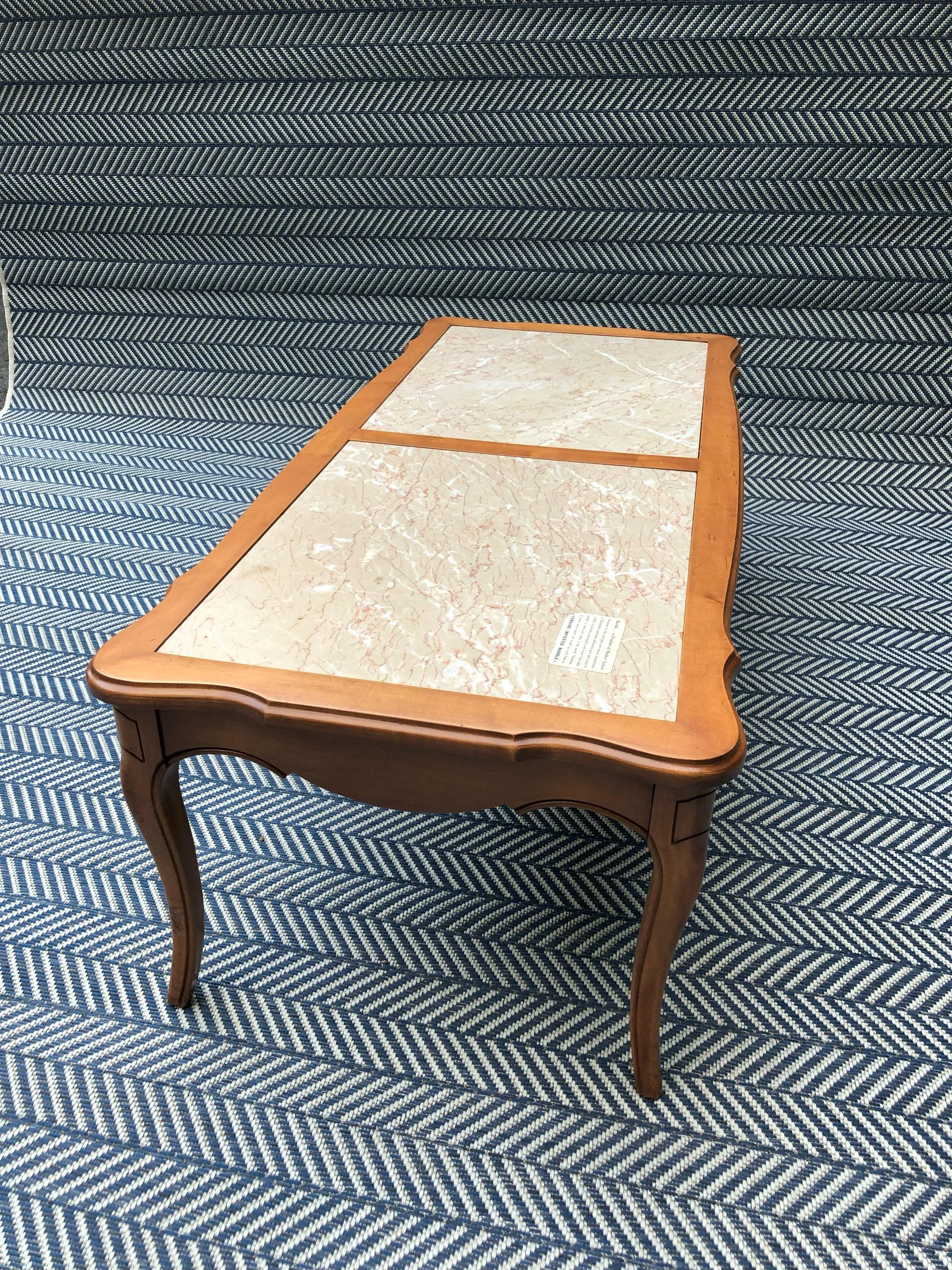 Mid 20th Century Vintage Hekman Furniture Coffee Table With Marble