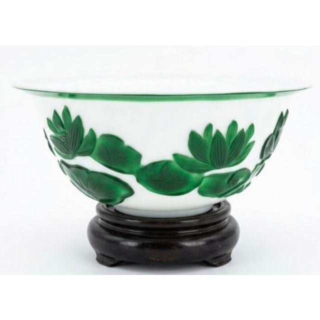 Peking Glass Bowl With Fish and Floral Motifs For Sale - Image 4 of 5