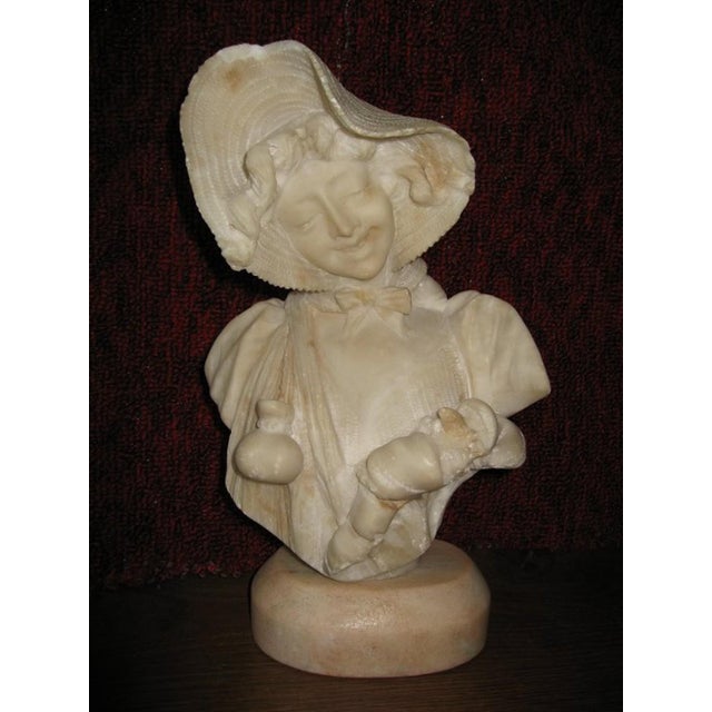 Early 20th Century Marble Bust of a Young Girl Sculpture For Sale - Image 15 of 15